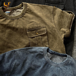 Camiseta de Algodón Vintage Lisa al por Mayor, Personalizable OEM, Camisetas Oversize para Hombre, Camiseta de Algodón Grueso para Hombre Estilo Urbano - Product Image 3