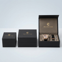 Boîte cadeau rigide de luxe personnalisée pour montre, avec couvercle à charnière et insert en velours pour l'emballage de montres et d'accessoires masculins