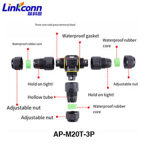 Conector Impermeable para Exteriores IP68 de 2/3/4/5/6 Pines, Cable de Conexión de Alimentación, Bloque de Terminales Eléctrico e Iluminación PA66 AP-M30T-3P - Product Image 3