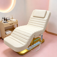 Lit de Luxe Électrique pour Extensions de Cils avec Télécommande, Hauteur Réglable, en Cuir PU pour Spa