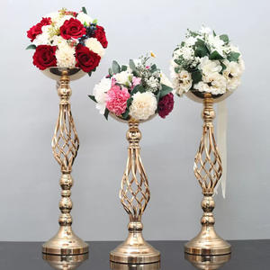 Support floral de luxe LANJO en fer doré, centre de table torsadé en métal pour fêtes, décoration de mariage, grand support de fleurs - Product Image 1
