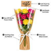 Kit de sacs en papier kraft écologiques de luxe pour emballer des fleurs, avec ruban, étiquette dorée, logo personnalisé en usine, vente en gros