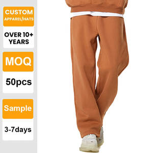 กางเกงวอร์มขาตรง/ขาบาน สีพื้น ผ้าฟลีซหนานุ่ม 350 กรัม สไตล์สตรีทแวร์ ปักโลโก้แบบส่วนตัว ใส่ได้ทั้งชายและหญิง - Product Image 1