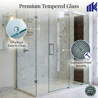 Paroi de douche coulissante en verre trempé anti-taches pour salle de bain, design moderne sans cadre, sur mesure