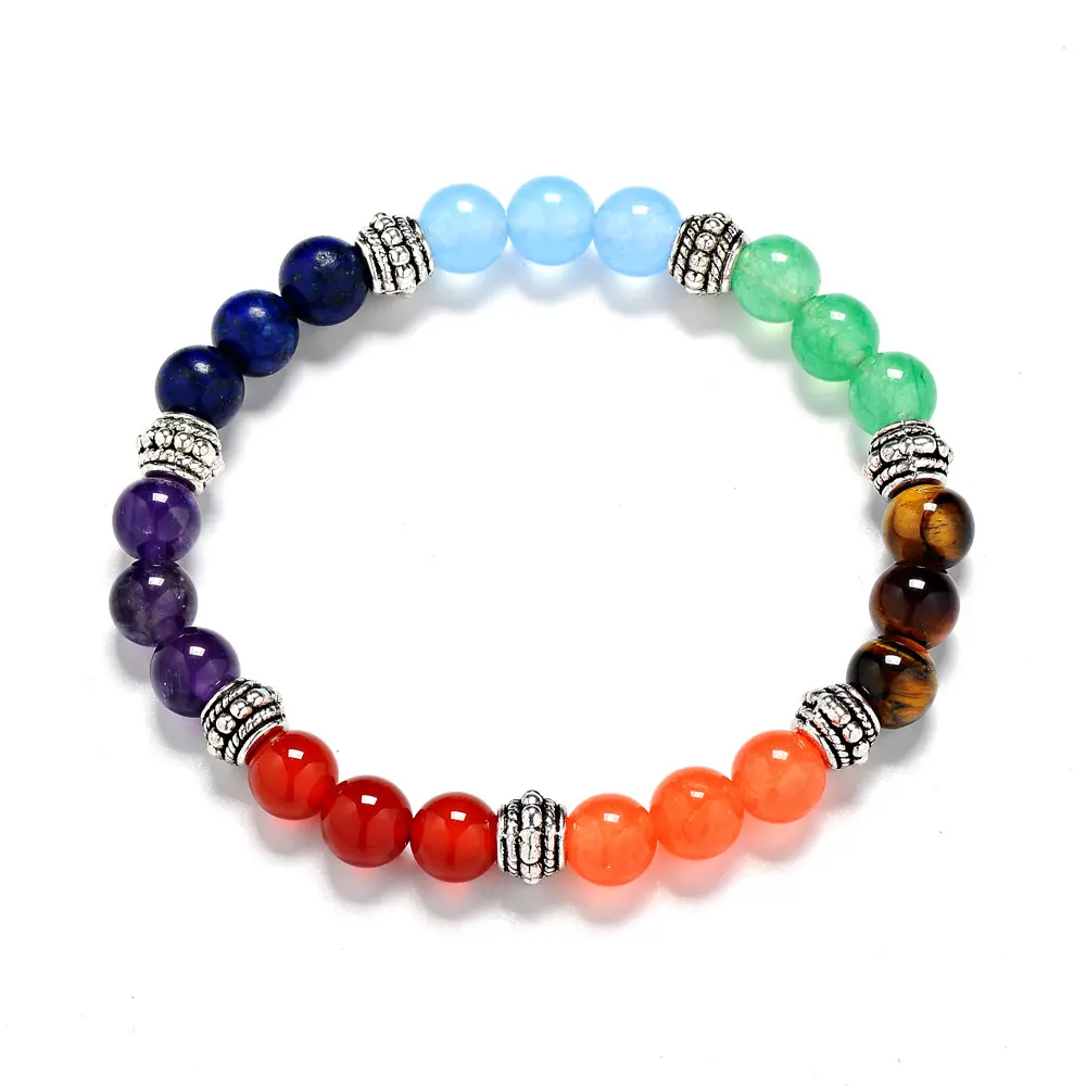 8 bracelets de pierres multicolores, perles pour la guérison, équilibre, prière Reiki, Yoga, 7 Chakra, vente en gros