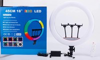 Kit d'éclairage annulaire LED RVB dimmable de 22 pouces avec trépied de 2,1 m, lumière flash pour appareil photo/selfie 3200-6500K en plastique pour téléphone
