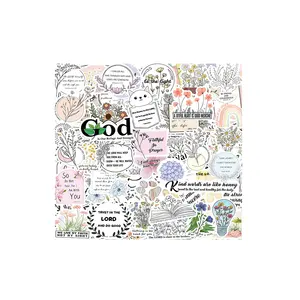 100 pièces croix sagesse mots décalcomanies autocollants bouteilles d'eau personnalisées Bible verset foi autocollant jésus chrétien autocollants Pack pour les enfants