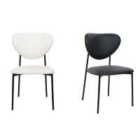 Chaise de salle à manger moderne minimaliste en fer rembourrée avec dossier en cuir, coussin et cadre métallique antirouille, pieds stables pour restaurants et maison