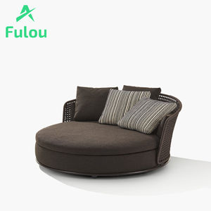 Meubles de club d'intérieur et d'extérieur luxueux, lit de jour rond en rotin pour <span class=keywords><strong>patio</strong></span>, meubles de piscine modernes pour hôtels, lit de bronzage en osier pour le jardin - Product Image 6