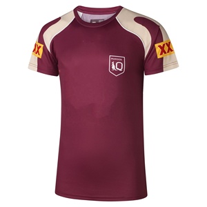 Camiseta de Rugby Personalizada 2026, Camiseta de Rugby de Poliéster Color Granate de Queensland, Pantalones Cortos, Ropa de Fútbol Americano, Impresión Sublimada - Product Image 1