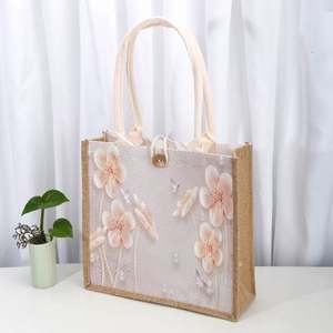 Bolsa de Compras de Yute con Cierre y Logotipo, de Cáñamo y Algodón Orgánico, Gran Capacidad, Color Negro - Product Image 4