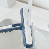 FF5583 Outil de nettoyage de vitres multifonction 3 en 1, grattoir pour le nettoyage des miroirs et des surfaces en verre de la salle de bain, éponge, raclette pour fenêtres
