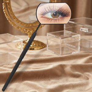 Professional Handheld Eyelash Extension Mirror <b>Magnifying</b> 3X <b>Lighted</b> Pocket Stainless Steel Frame Chrome Finish Personalized - Product Image 3