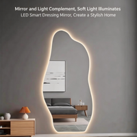 Miroir mural sans cadre pour projet hôtelier, miroir de corps ondulé, miroir de salle de bain LED sur pied, miroir LED pleine longueur irrégulier ondulé