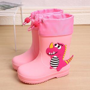 <strong>Low</strong> MOQ Easy on PVC <strong>Wellies</strong> Kid's Waterproof Animal Character With Contraction Rope Children Printed Rain Boot Cotton-padded - Product Image 6