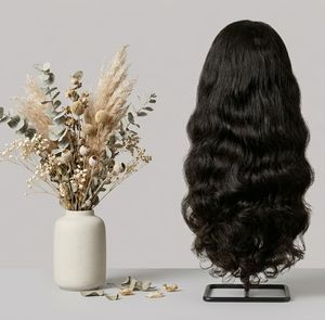 Pelucas de Cabello Humano Remy Vietnamita 100% Sin Procesar de Primera Calidad, Ondulado, con Frente de Encaje, 180% de Densidad, Negro Natural - Product Image 1