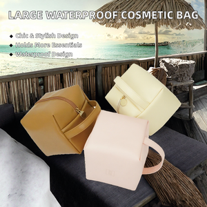 Bolsa de Cosméticos de Viaje Multifuncional, Portátil, Duradera y de Pequeña Capacidad, de Moda para Mujer, de Cuero PU con Cierre y Asa - Product Image 2