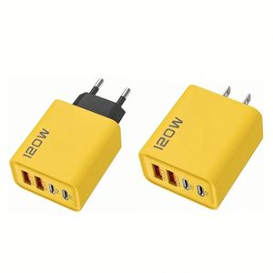 X1108-1 120W <b>USB</b>-<b>C</b> <b>Charger</b> 4 Port Quick PD Fast Wall <b>Charger</b> Type <b>C</b> Gan <b>Charger</b> for <b>Laptop</b> Portable Module Yellow - Product Image 1
