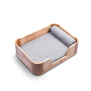 批发可洗豪华大猫宠物狗床带垫木猫窝 - Product Image 1