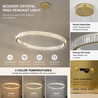 Lustre suspendu en cristal Eagle Rise avec interrupteur à bascule, certifié SAA, doré, avec hauteur réglable pour villa