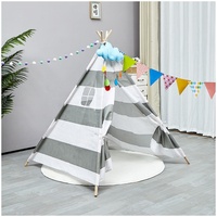 Tente Tipi Indienne en Toile Naturelle Imperméable pour Enfants, Idéale pour le Jeu en Plein Air et le Camping