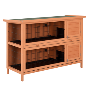 Conejera de Madera para Exteriores de 62 Pulgadas, Jaula para Conejos de 2 Niveles con Techo de Asfalto y Área de Juego Desmontable - Product Image 6