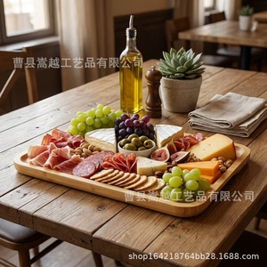 <b>Bamboo</b> Food <b>Container</b> With Lid 4-7 Compartments Rectangle Storage Tray For Kitchen Snack Cheese Dessert - Product Image 2