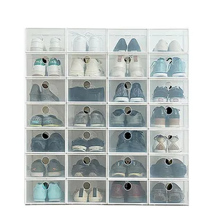 थोक सस्ते सरल स्पष्ट जूता बॉक्स प्लास्टिक घर Stackable के तहत बिस्तर भंडारण