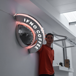 Bán cầu gương hành tinh lightbox biển quảng cáo sáng tạo hình dạng hành tinh thép không gỉ chiếu sáng biển hiệu tùy chỉnh - Product Image 6