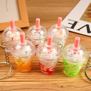 Llavero de PVC con diseño de bebidas de burbujas Boba, creativo y bonito, ligero, colgante de moda con diseño de helado y café, regalo para mujeres y niños - Product Image 5