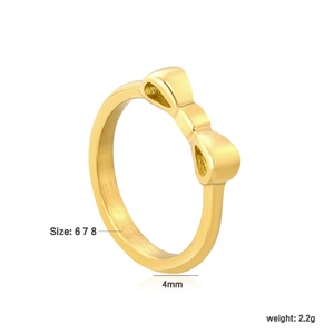 Anillo de Acero Inoxidable Estilo Coreano, Chapado en Oro de 18K, con Diseño de Lazo de Mariposa, Anillos de Moda para Compromiso y Boda para Mujer - Product Image 2