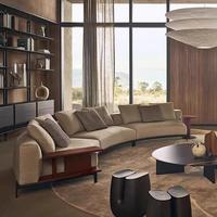 Ensemble de canapés sectionnels extensibles en tissu italien, design moderne minimaliste et luxueux, meubles de salon incurvés pour entrepôt et villa