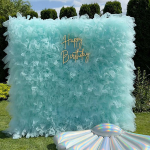 KL-TW003 Telón de fondo de tul con volantes para fiestas de boda, telón de fondo de pared de tul de 8 pies x 8 pies para decoración de fiestas de cumpleaños - Product Image 4
