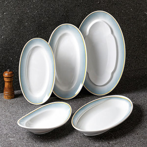 Platos de Servir Ovalados de Melamina de Color Sólido, Juego de Platos para Pescado para Hoteles y Restaurantes - Product Image 1