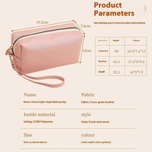 Women's Portable PU Leather Cosmetic <b>Storage</b> Bag Waterproof Square <b>Makeup</b> Case with Zipper Closure <b>for</b> Travel - Product Image 5