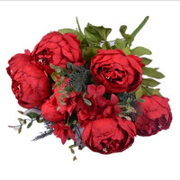 13 pivoines artificielles de style européen pour la décoration de salon, de salle à manger et de mariage