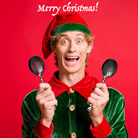Ensemble de couverts de Noël en acier inoxydable en gros : fourchette à salade, cuillère, spatule à gâteau, couteau à beurre pour fêtes, restaurants et buffets