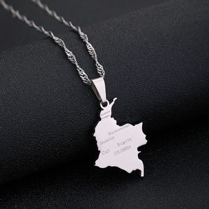 SC Offre Spéciale – collier ras du cou élégant en acier inoxydable, pendentif carte de la colombie pour femmes et hommes - Product Image 5