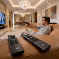 Télécommande universelle vocale en aluminium à 17 touches personnalisée avec technologie RF 2.4G certifiée ROHS, portée de 20 m pour TV et usage domestique