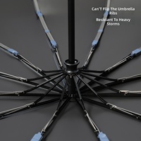 Parapluie de protection solaire automatique, 12 baleines, triple pliage, revêtement noir, publicité personnalisée, vente en gros