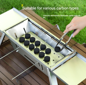 Hikeon Nueva Parrilla Multifuncional de Acero Inoxidable para Barbacoa - Diseño Plegable con Tabla de Cortar, Parrilla de Carbón para Exteriores - Product Image 2
