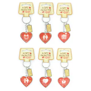 Bán buôn kim loại Móc khóa quà Tặng lưu niệm hình trái tim của móc khóa cho đám cưới