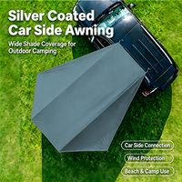 Auvent latéral universel pliable pour voiture, auvent solaire argenté, tente arrière de camping pour véhicule à ventouse fixe pour l'extérieur et les voyages en autonomie