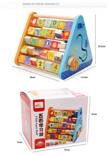 Cadre d'apprentissage en bois à cinq côtés perle cadre de comptage <span class=keywords><strong>MR</strong></span> alphabet cognitif flip board cadre chevalet jouets d'éducation précoce pour enfants - Product Image 6