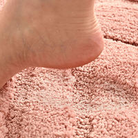 Tapis de cuisine rayé en peluche rose moelleux et doux, couverture de bain en peluche, tapis de cuisine antidérapant