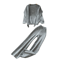 Ensemble décontracté en maille ample pour femme, collection automne 2026, avec pull, châle et pantalon large pour le quotidien