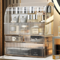 Boîte de rangement cosmétique moderne transparente en acrylique pour les soins de la peau avancés Support de rangement de bureau Fournitures ménagères