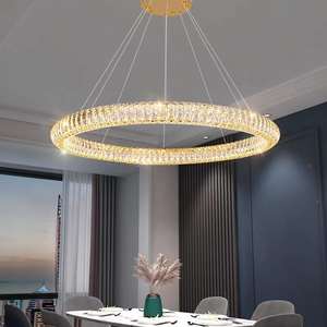 Vente chaude Gradateur Rond Pendentif Lumière Chambre Intérieur Hôtel Anneau Décoratif Cercle Lustres En Cristal - Product Image 2