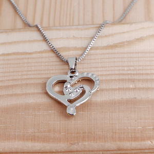 Collana con Ciondolo a Cuore e Luna 'I <span class=keywords><strong>Love</strong></span> You' ZRM Fashion, con Cristalli e Strass, Catena a Serpente <span class=keywords><strong>in</strong></span> Argento, Collana Statement per Donne - Product Image 4