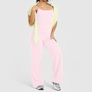 Set Yoga Fitness Lcool 2 Potong, Atasan Ketat Model Vest, Celana Flare Pinggang Tinggi, Legging Pengangkat Pinggul, Setelan Olahraga untuk Lari dan Fitness - Product Image 6